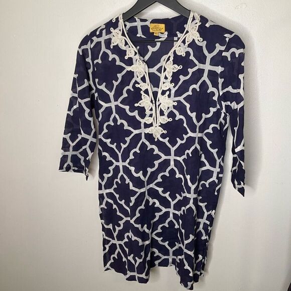 Roberta Roller Rabbit Meena Kurta Monaco Pool Cottontunic - Picture 2 of 9